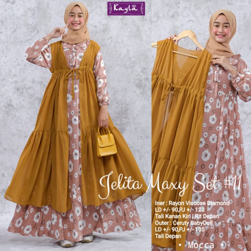JELITA MAXY SET #11 BY KAYLA | Gamis Set Anak Remaja LD 90 Inner Rayon Viscose Diamond Outer Ceruty 