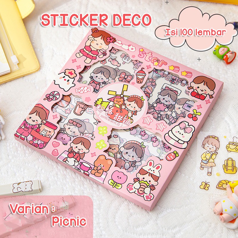 Isi 100 Lembar Sticker Deco Aesthetic Lucu Momo Stiker Anti Air Tumblr DIY Hp Stiker Motif Kartun Lucu ala Korea Dekorasi Buku Diary Memo Journal Catatan Harian Anak Sekolah Alat Tulis Bahan Stiker Transparant Bisa Untuk Kado Ulang Tahun GUDANG