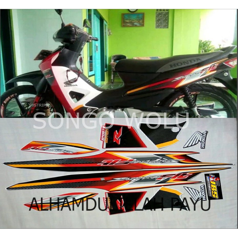 STRIPING SUPRA FIT NEW CW TAHUN 2006 2007 HITAM MERAH STIKER LIS ORI HONDA POLET BODY