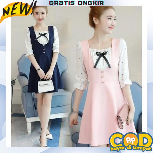Guano Cewek Dress Wanita Kondangan Imlek Polos Cewek Dres Natal Kekinian Gaun Simpel Elegan Guan Kon