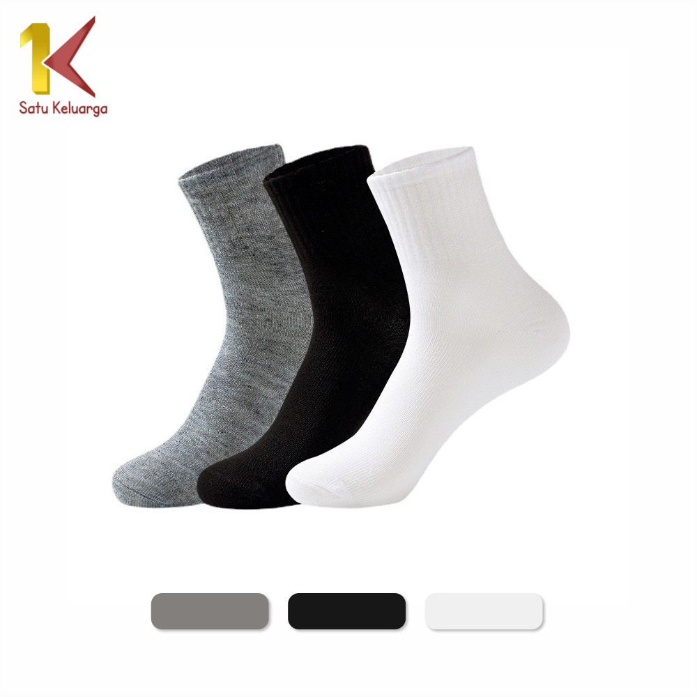 Satu Keluarga Kaos Kaki Sport Socks Motif Polos Pria Wanita P251 Kaus Kaki Olah Raga Fashion Panjang