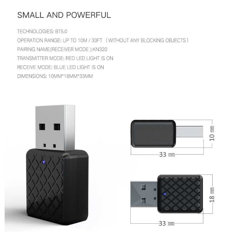 EFLUKY USB Dongle Bluetooth 5.0 Transmitter Receiver Audio Adaptor - KN320