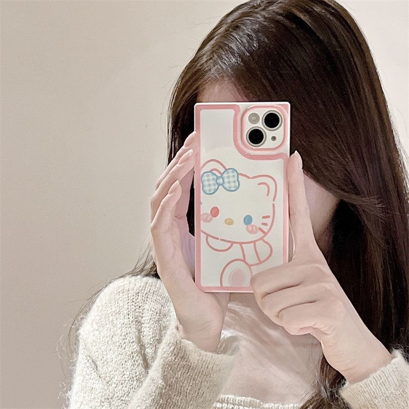 Case Motif Print Kucing Aksen Pita Untuk IPhone 12 13 14 11 Pro Max Rrwqs