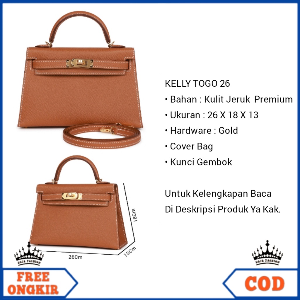 Tas 363Hermes kelly 26 Premium Cokelat / Tas Selempang Wanita Import Keli