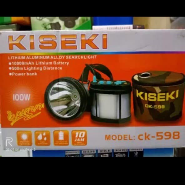 Senter Kepala 100 Watt Kiseki Ck-598 Bisa Aki Dan Power Bank