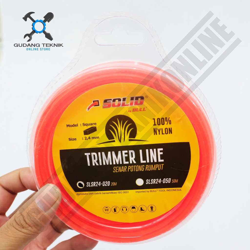 Pisau pemotong Rumput Senar Nylon 2.4mm 20 M SLSR24-020 SOLID / Trimmer Line Mata Senar Potong Rumput 20Meter SOLID