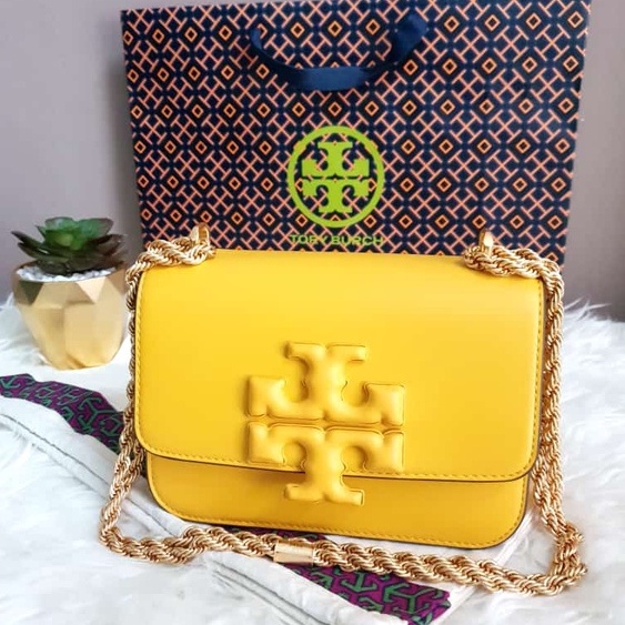 Tas Wanita Branded Tory Burch TB Eleanor Small Convertible Shoulder Bag Yellow Golden Crest 100% Ori