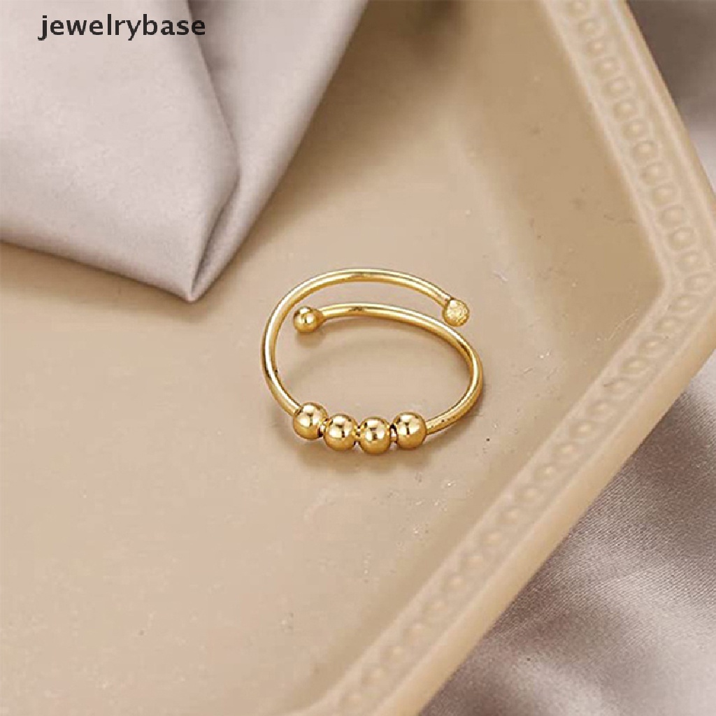 Cincin Manik-Manik Bahan Stainless Steel Dapat Disesuaikan Untuk Pria Dan Wanita