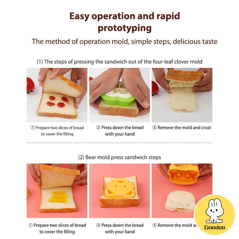 1Pcs/Set DIY Cetakan Pemotong Roti Biskuit Sandwich Bentuk Kartun Lucu Beruang Kelinci Untuk Dapur -Doo