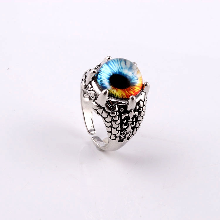 Cincin Desain Mata Iblis Gaya Retro Punk Hip-Hop Eropa Amerika Untuk Pria