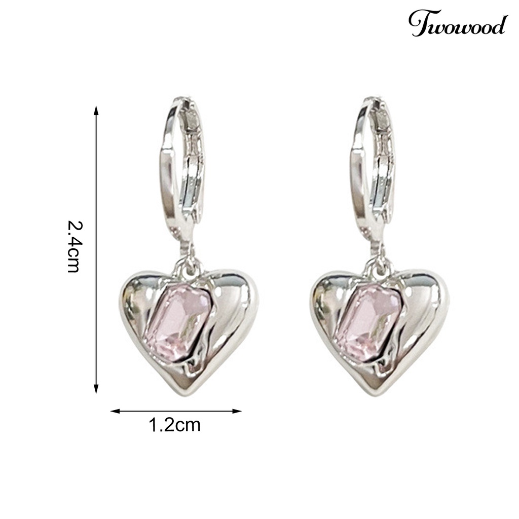 1 Pasang Anting Liontin Bentuk Hati Anti Oksidasi Tahan Lama Untuk Wanita