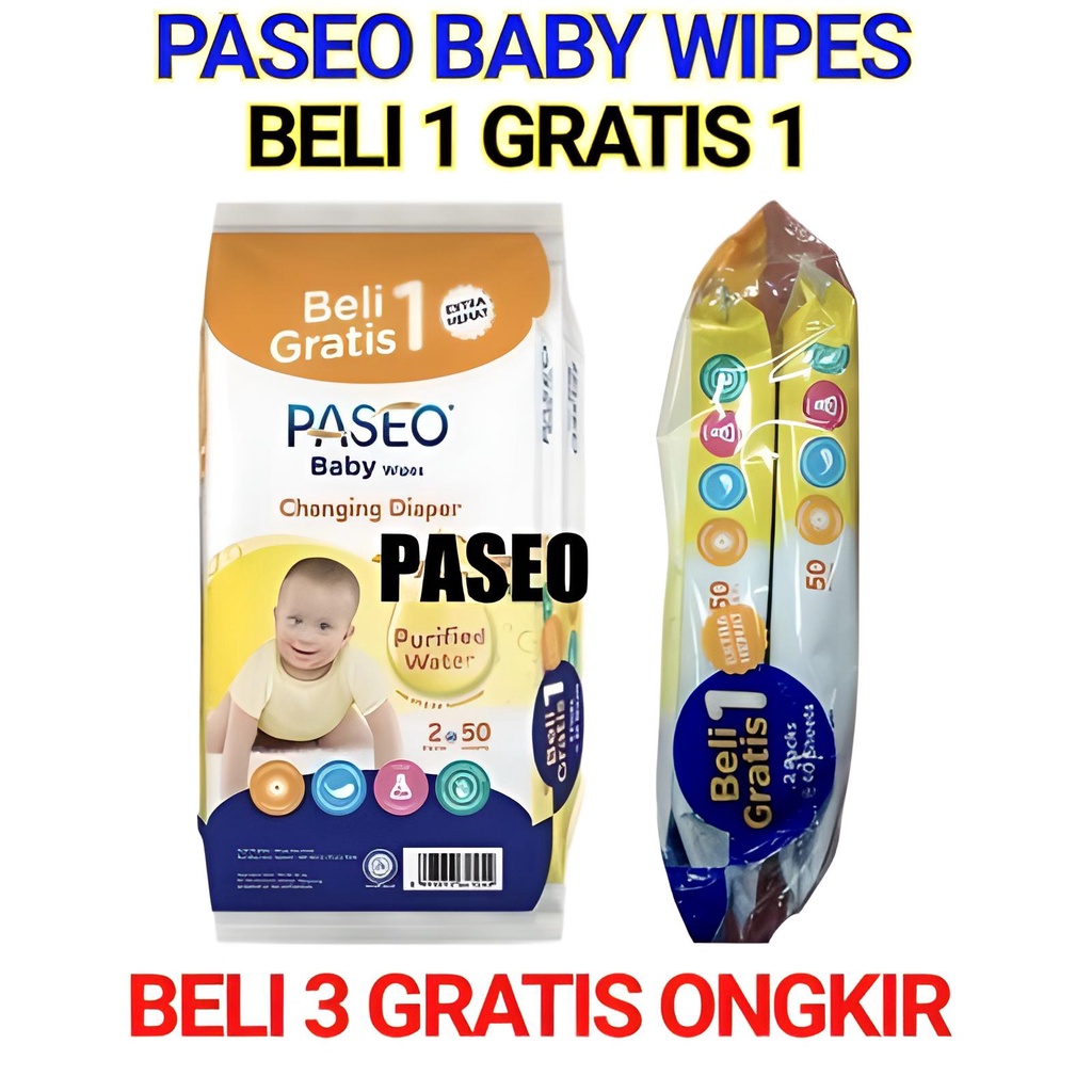 Jual Tissue tisu basah paseo baby wipes 50 sheets PROMO ( BELI 1 GRATIS ...