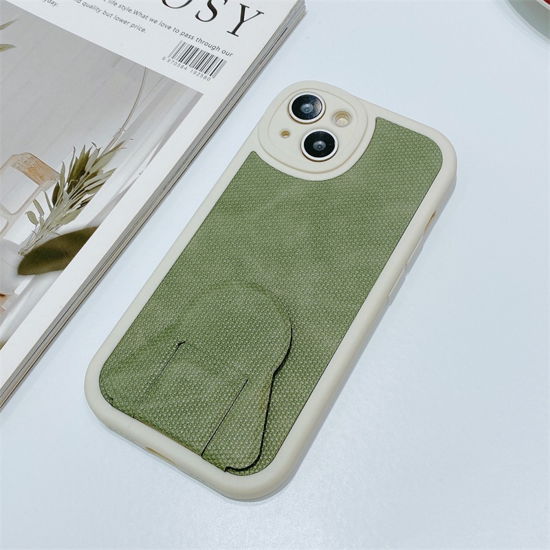 Soft Case Bahan TPU Kulit Dengan Bracket Magnetik Untuk iPhone 11 12 Pro X XS Max XR Se20 7 8 Plus