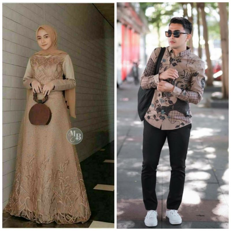 Harga Sepasang Baju Gamis Brokat Couple Sarimbit Batik Gamis Kondangan