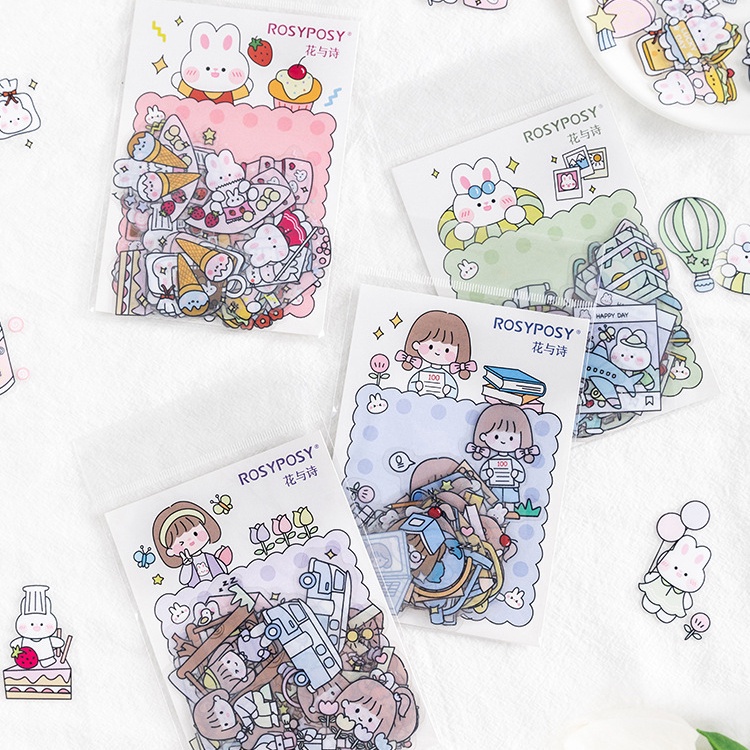 

[Artopia] 40pcs Sticker PET Rosy Posy / Stiker Tahan Air Waterproof Hiasan Bujo Deco Dekorasi Hiasan Estetik Lucu Unyu