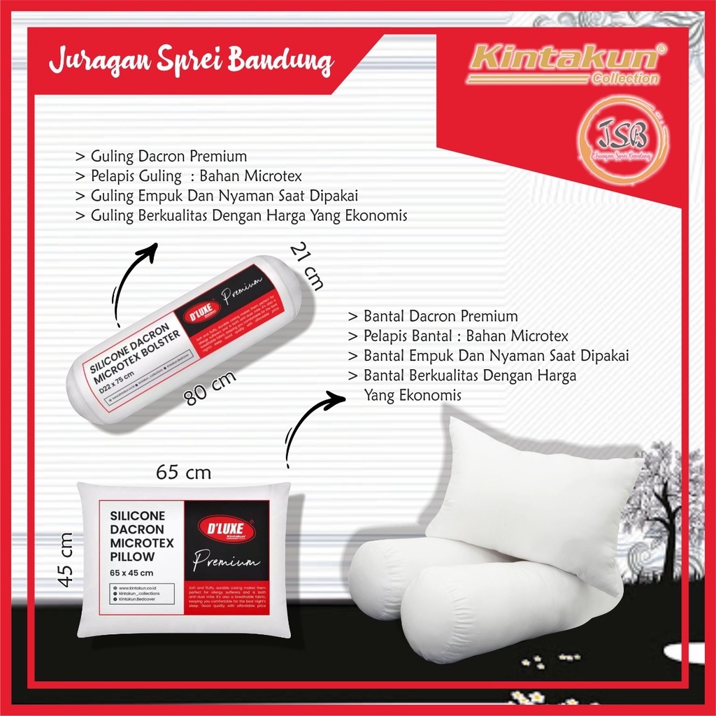 Bantal - Guling Dacron Microfiber Premium Original Kintakun / Bantal Hotel / Sarung Bantal