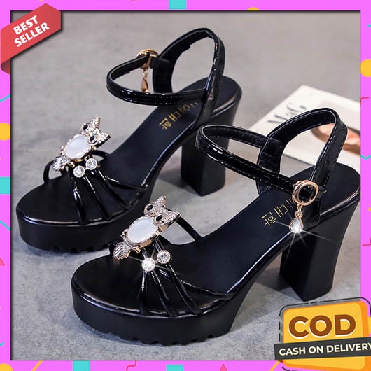 Sendal Ibu-Ibu Cod Casual Haigh Hels Sandal Hak Tinggi Mewah Wanita Heals Korean Style Sepatu Sandal