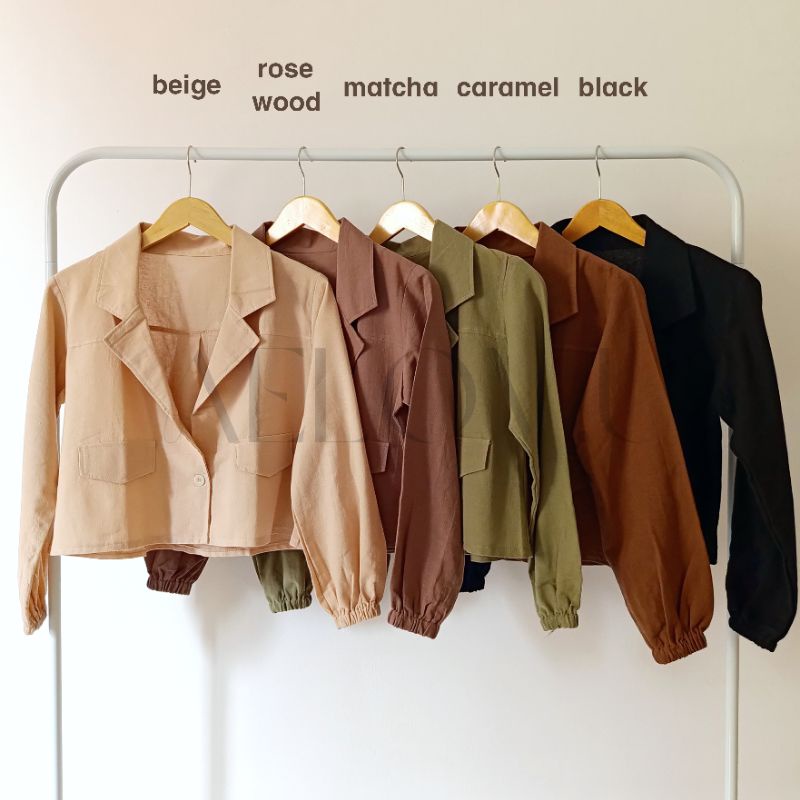 Kemeja Blazer Bahan Linen Tangan Panjang | Bridget Linen Blazer Crop