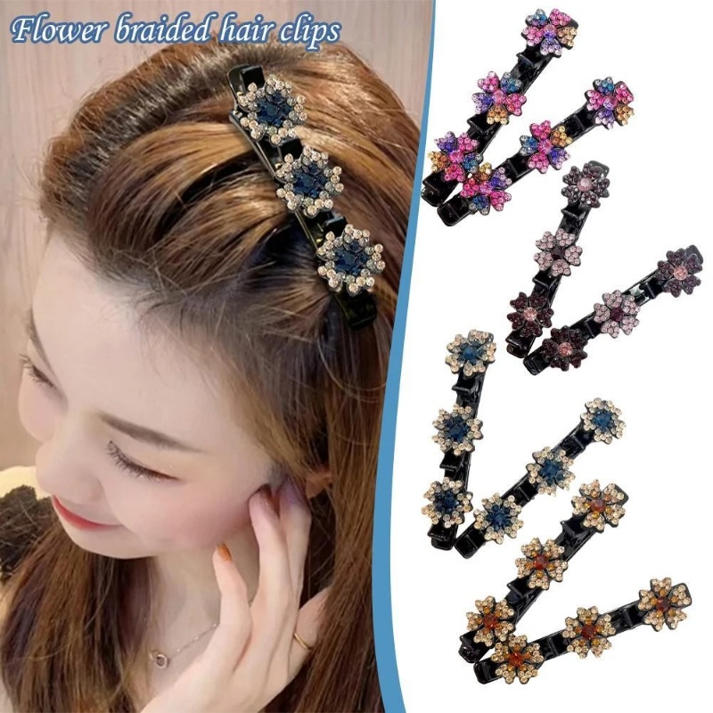 Jepit Rambut Poni Samping Desain Bunga Kristal Berlian Imitasi Bahan Akrilik Gaya Korea Untuk Wanita