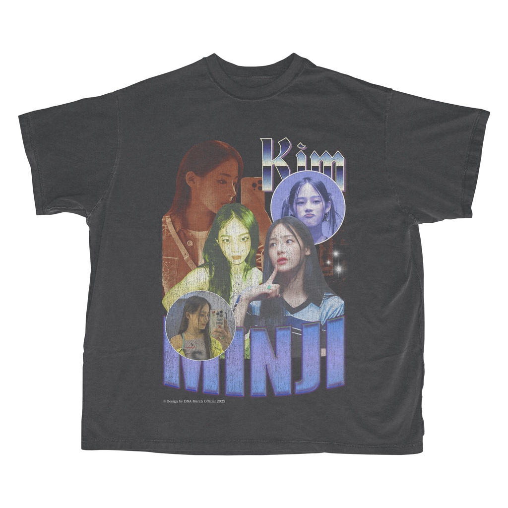 Kim Minji Newjeans / Kaos Kim Minji Newjeans Oversized Darkgrey / Vintage tee / Newjeans Tshirt