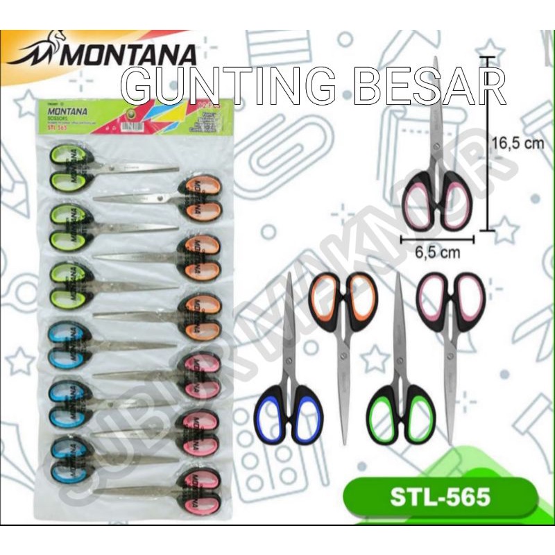 

(1Lusin) Gunting Kertas Renteng MONTANA STL 565 / Gunting Kertas Renteng BESAR ESELON ES-660 / Gunting Renteng M2000 SMD665 Hitam Gagang OVAL Termurah