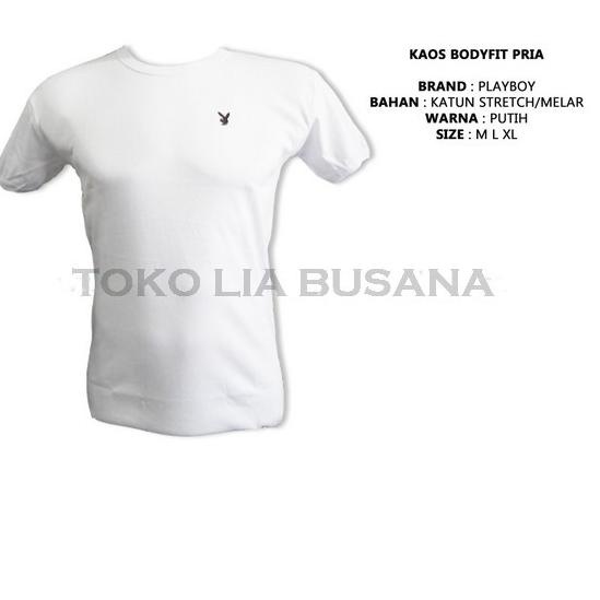 Kaos Dalam Pria Body Fit O Neck Original Playboy Bahan Katun Lembut - Hitam, M