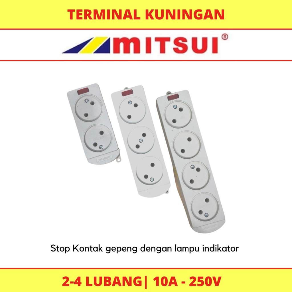 Mitsui Colokan listrik tanpa Kabel 2 - 4 Lubang / Stop Kontak Gepeng Kuningan