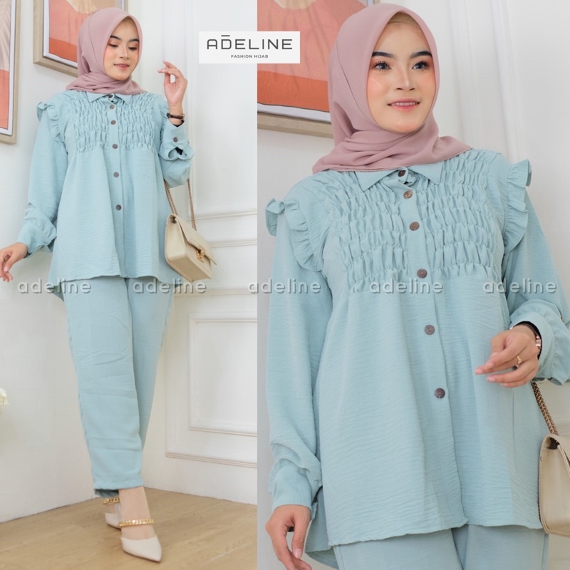 Smoke Set Ld110- SetCel Crinkle Jumbo Bigsize Oversize  One Set Setelan Wanita / 395-7040