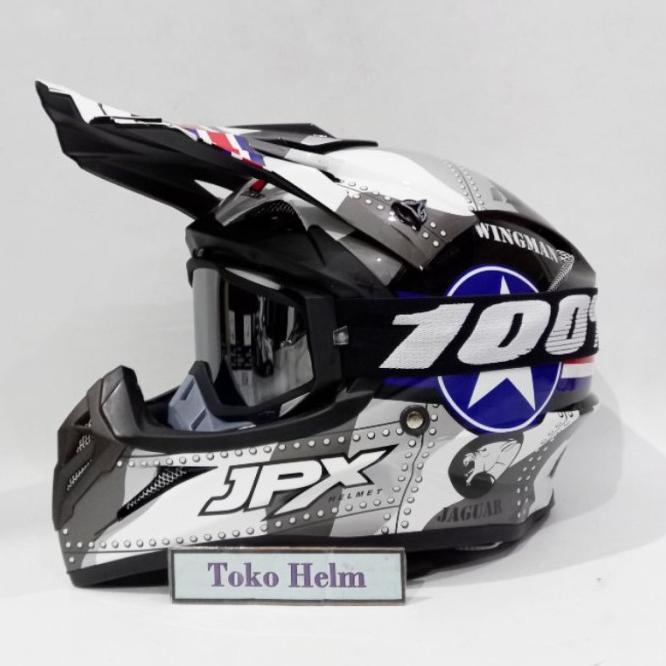 Helm Trail Jpx Cross Fox1 Motif X30 Plus Goggle 100% Blacksilver