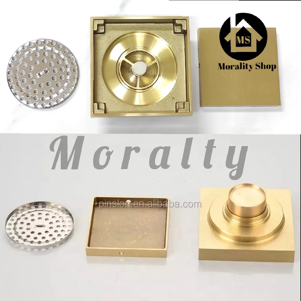 Saringan Got Kamar Mandi Kuningan Emas Antik MV 09 / Smart Drain Floor Drain Tile Drainer Strainer Brass Gold