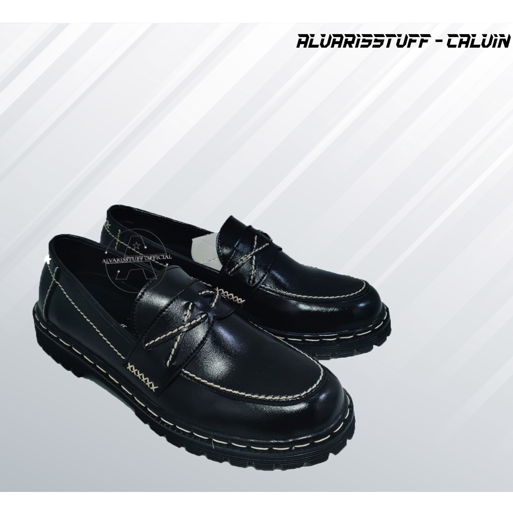 -Alvarisstuff/rey- sepatu Penny loafer pria / wanita unisex hitam original loaferboi men hitam