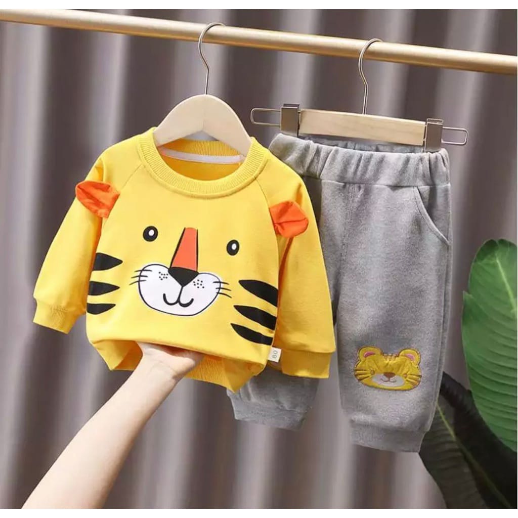 SETELAN SWEATER BAJU ANAK LAKI LAKI DAN PEREMPUAN MOTIF MEONG UMUR 1-5 TAHUN