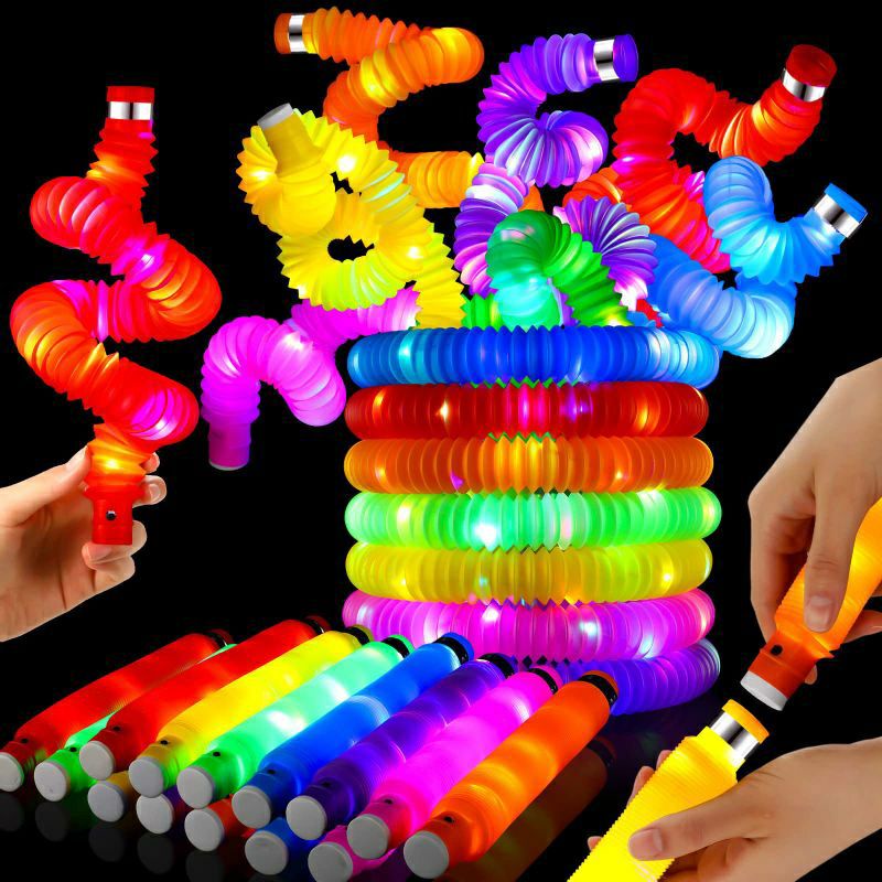 KD1 Pop Tube LED / Selang Lampu / Pop Pipes / Mainan Viral CEV Light Up Pop Tubes / Mainan Lampu Stick Pipa / Selang Fidget Toy / Glow Pipa Nyala  / Fidget Toys Push Pop Light Rainbow Full Colour Pop Pipes Tubes / Spring Light / Mainan Pipa Led