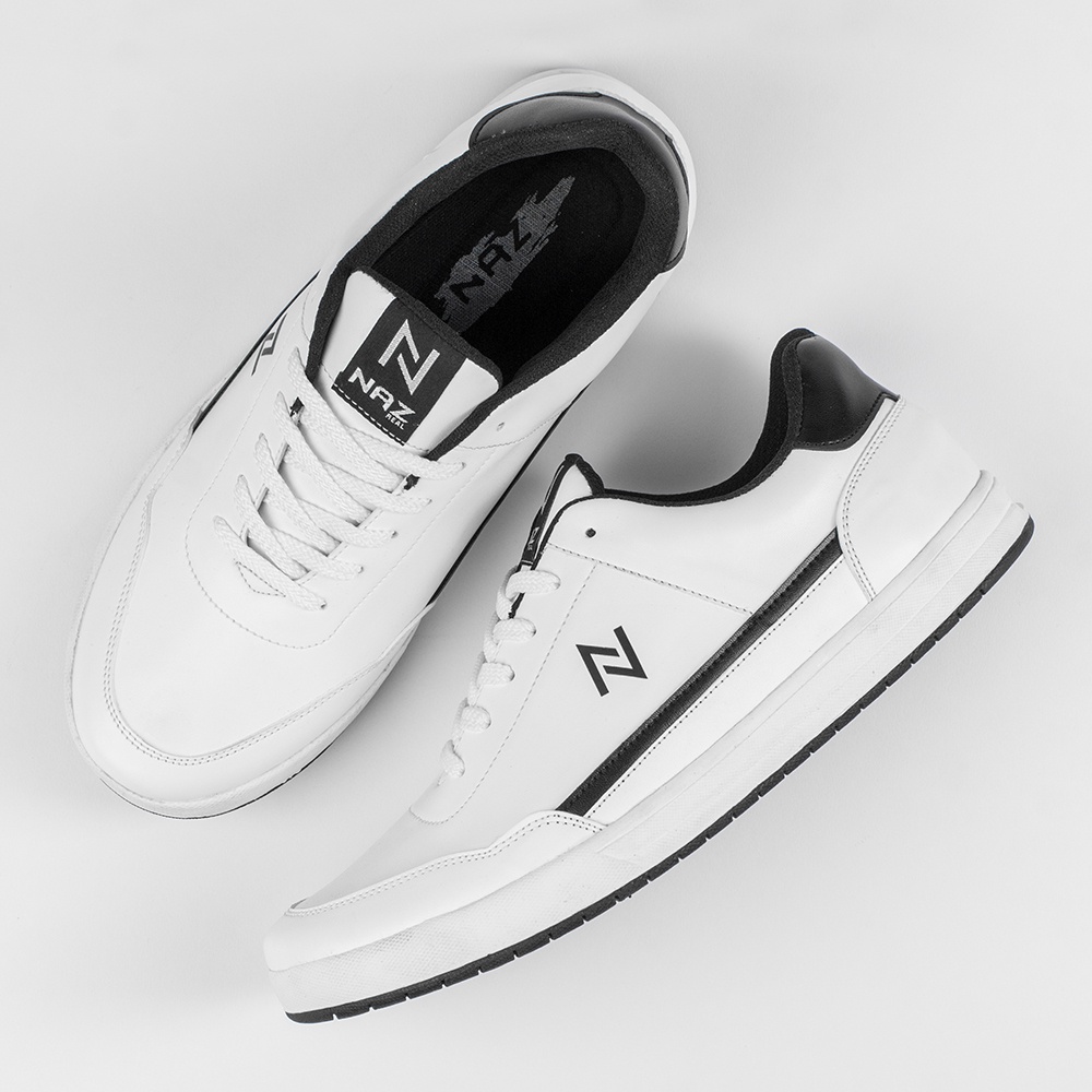 LEO WHITE BLACK |ManNeedMe x NAZ| Sepatu Sneakers Pria Casual Sneaker Cowok ORIGINAL