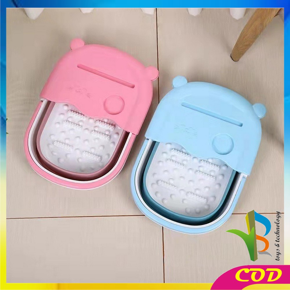 RB-C538 Ember Lipat Baskom Plastik Motif Beruang Portable Multifungsi / Baskom Rendam Pijat Kaki Refleksi Foldable / Ember Cuci Kaki Spa Pedicure Bear