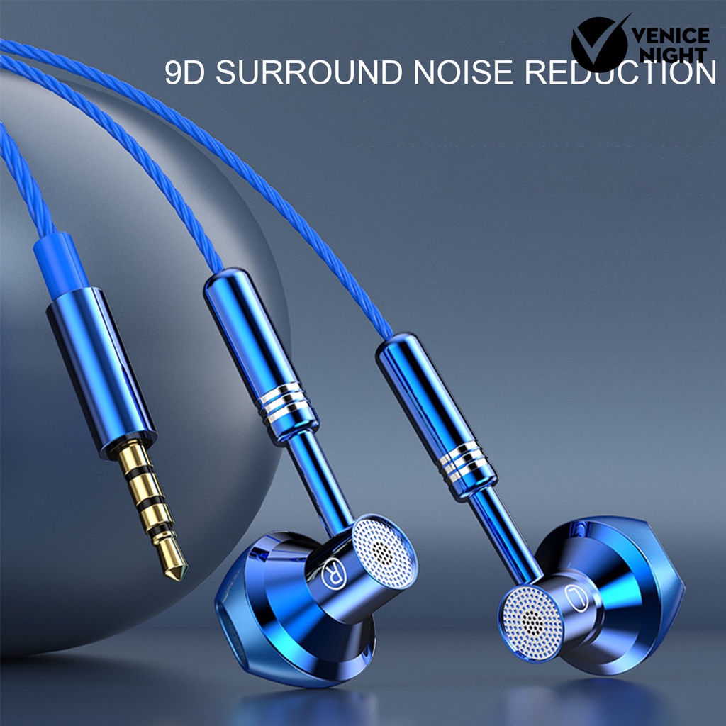 (VNEP) (Berkabel) Earbud Ergonomis Heavy Bass In-ear 1.2m Metal 3.5mm Wire Control Earphone untuk Musik