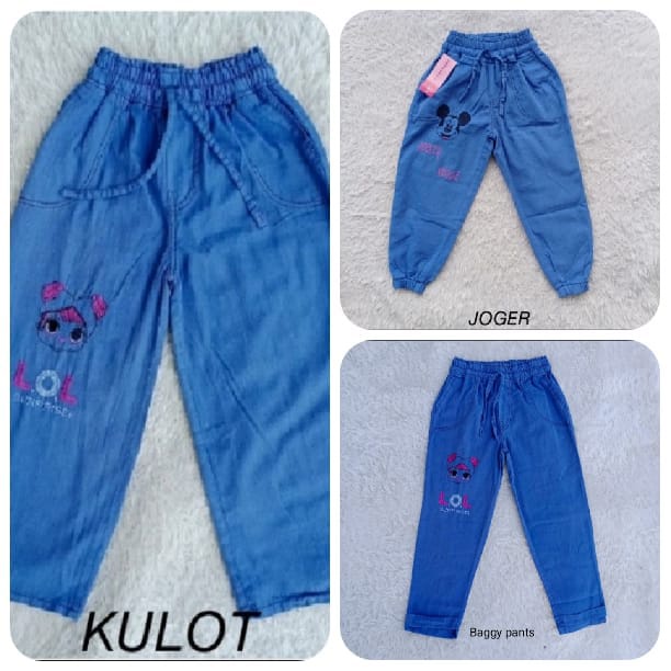 CELANA KULOT JEANS ANAK 4-13 TAHUN / KULOT LOL JEANS / BAWAHAN ANAK PEREMPUAN