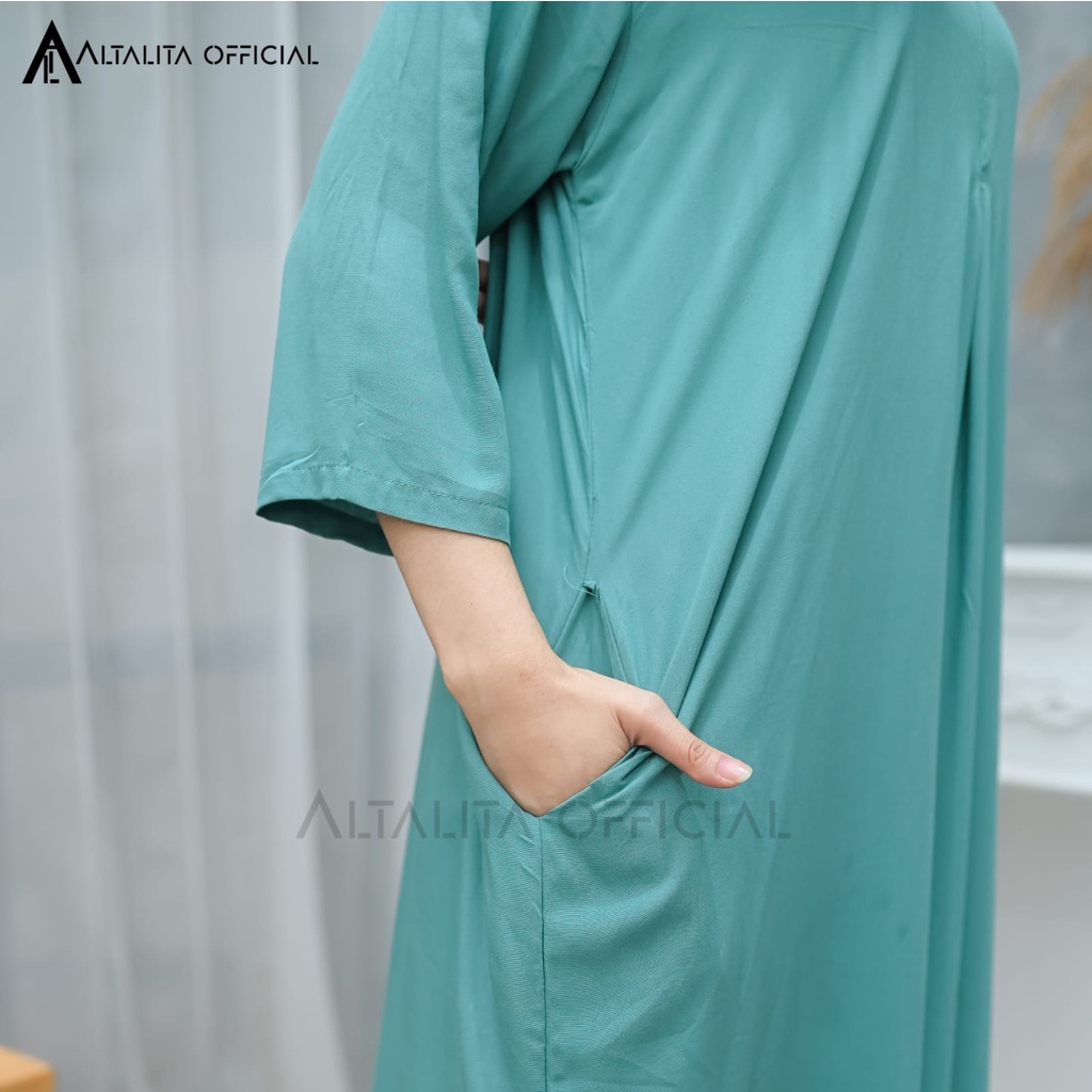 Altalita - Daster Rayon Polos Panjang Lengan Tangan Panjang 3/4 Long Dress Polos Semata Kaki Busui Homedress Lengan Panjang Jumbo LD 120 Bahan Katun Adem Tebal Premium