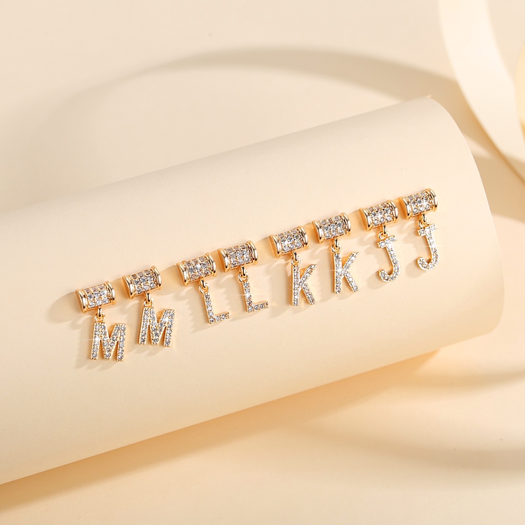 Y827 Anting Kristal Wanita Titanium Anting alphabet untuk Wanita Fashion Aksesoris