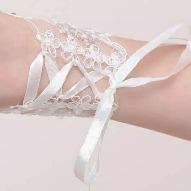 Sepasang Sarung Tangan Pengantin Wanita Wedding Gloves Manik Manik