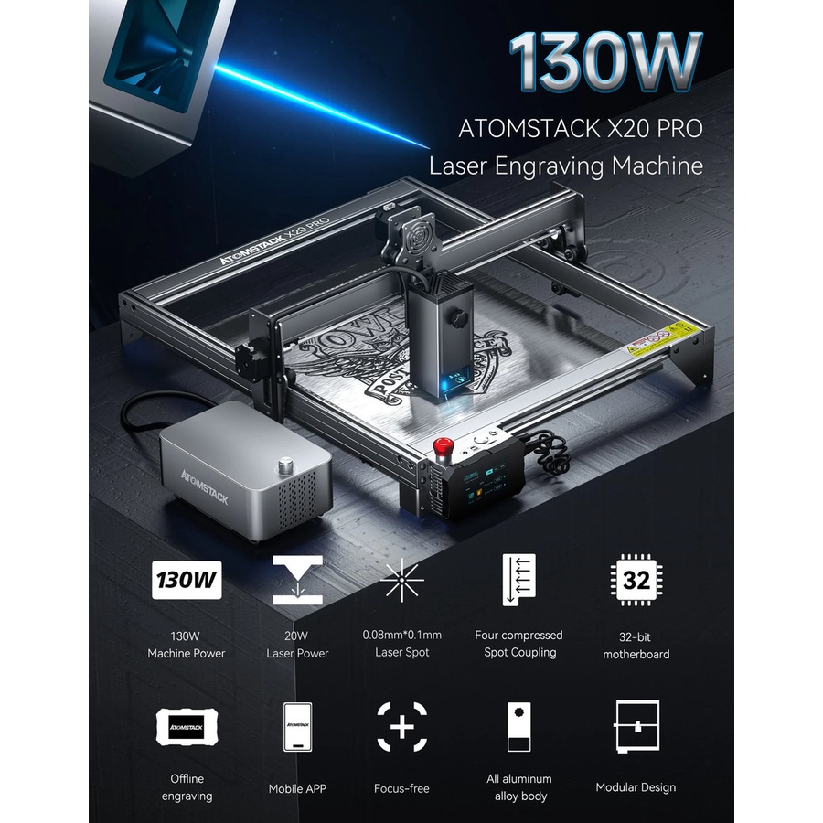 Original Atomstack X20 Pro Laser Engrave Machine 20W Laser Air Assist