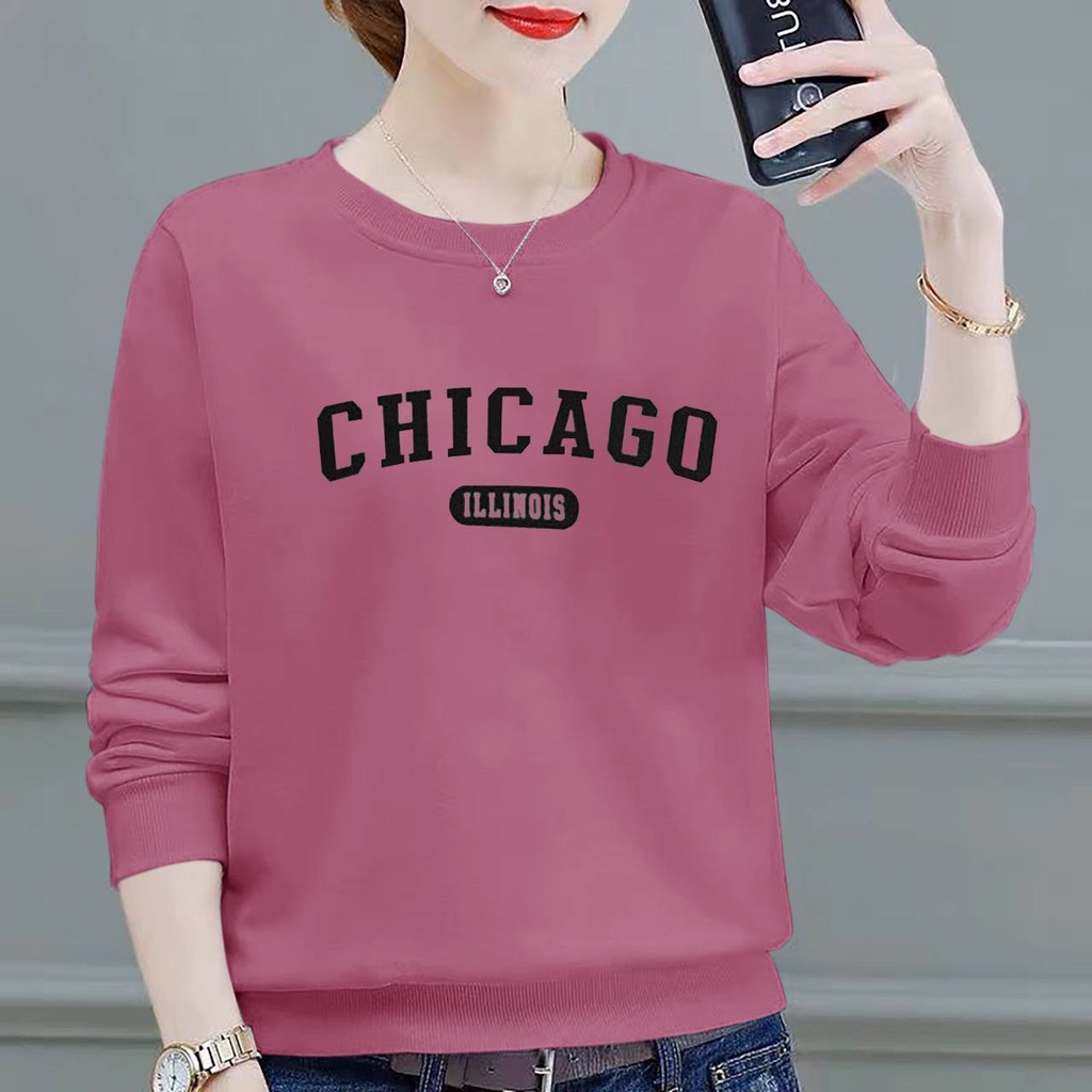 DL88 I BAJU ATASAN CEWEK CHICAGO (S,M,L,XL,XXL) TERBARU ~ BAJU WANITA LENGAN PANJANG KEREN DAN KEKINIAN