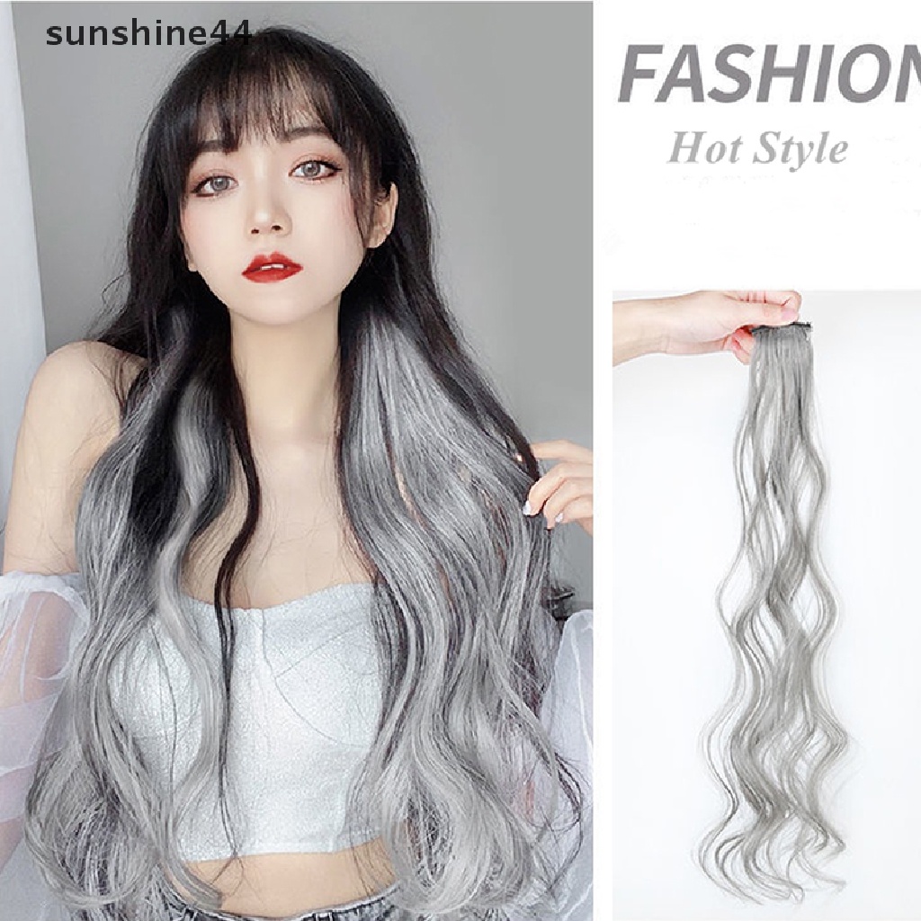 Sunshine Wig / Rambut Palsu Panjang Bergelombang Warna Gradasi Dengan Klip Untuk Wanita