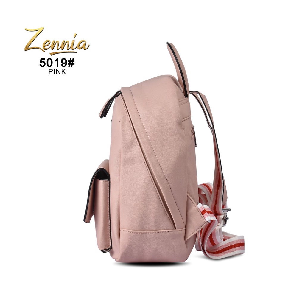 Tas Kulit Zennia 5019 Ransel Wanita Casual Korea Punggung Kerja Sekolah Kuliah Backpack Perempuan Selempang Cewek Bag Free Boneka