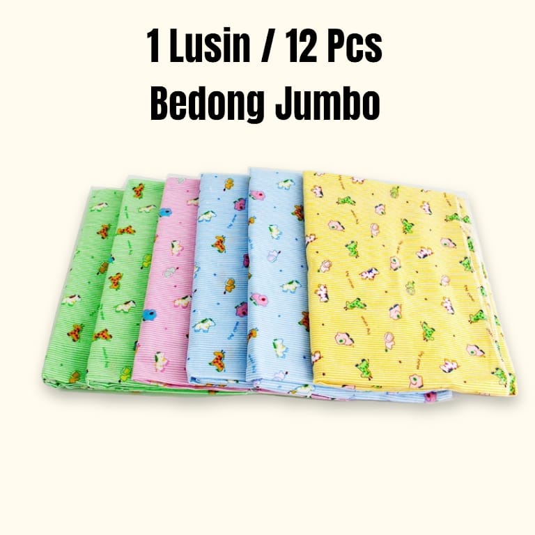 Bedong Bayi Jumbo 1 LUSIN Bedong Bayi uk. 90x80 Bahan Katun Flanel Isi 12pcs Harga Grosir Pabrik Newborn