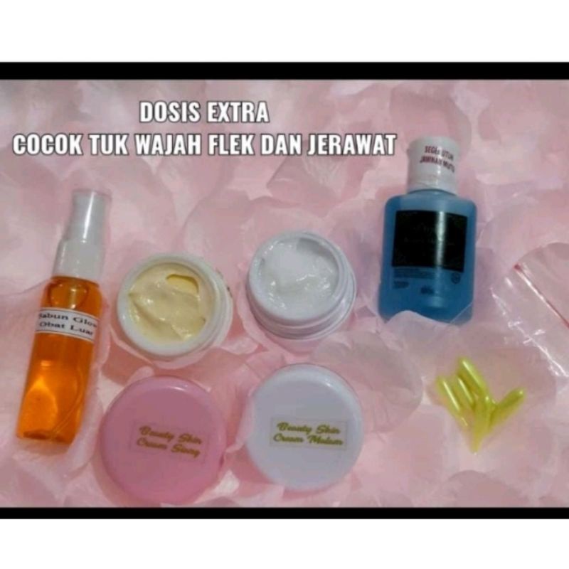 paket lengkap cream beauty skincare toner biru original