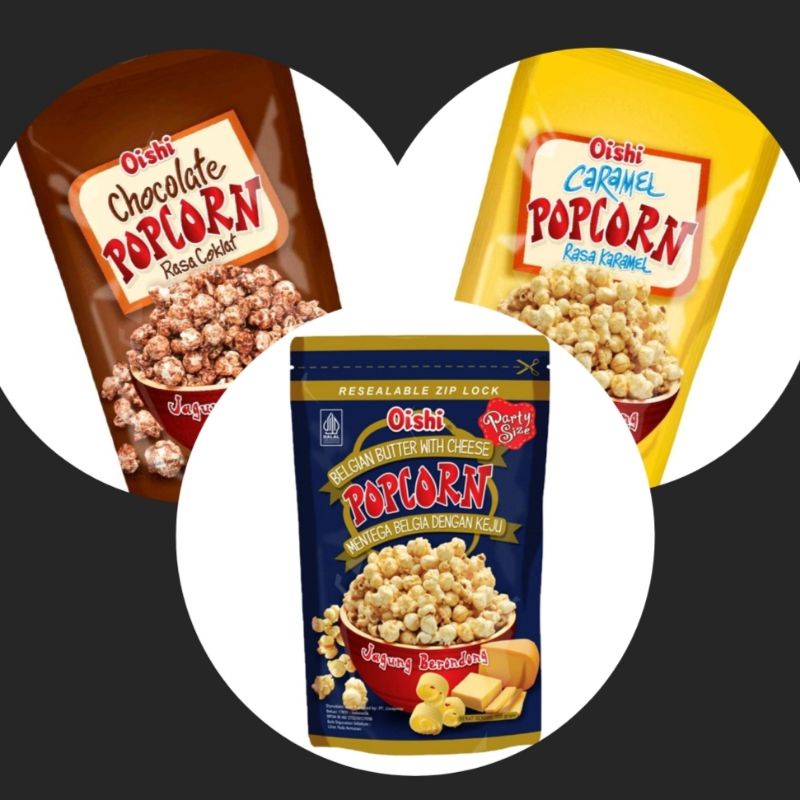 

BARU Popcorn Belgian butter cheese, Karamel dan Coklat Oishi 100g Belgian Butter cheese Caramel Popcorn and Chocolate Popcorn