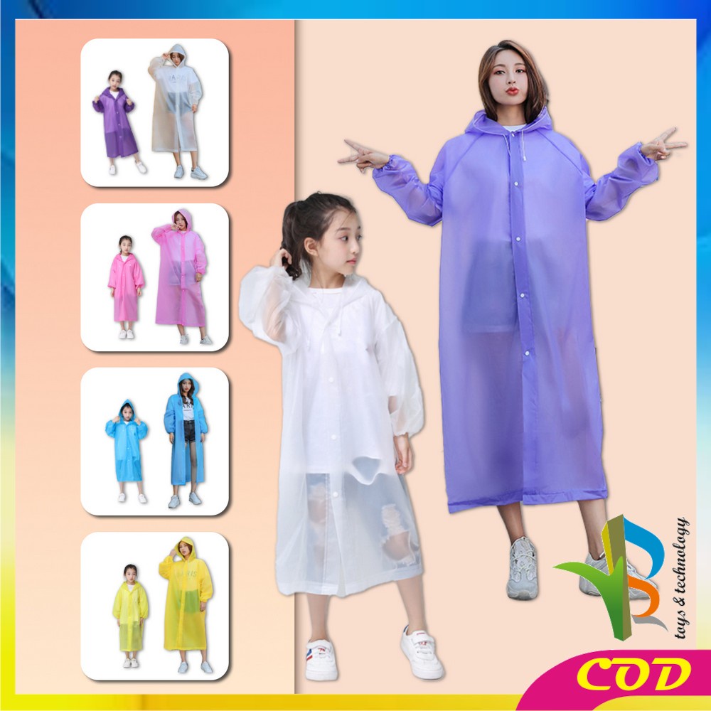 RB-C412 C413 Jas Hujan Terusan Bahan EVA RAINCOAT Mantel Hujan Anak Dan Dewasa Semi Transparan Polos Murah Import Berkualitas