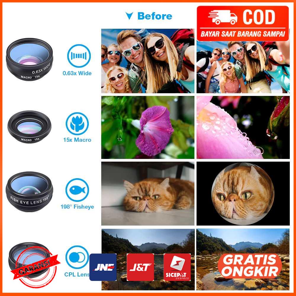 APEXEL 10 in 1 Lensa Smartphone Telephoto Wide Macro Fisheye APL22XDG9