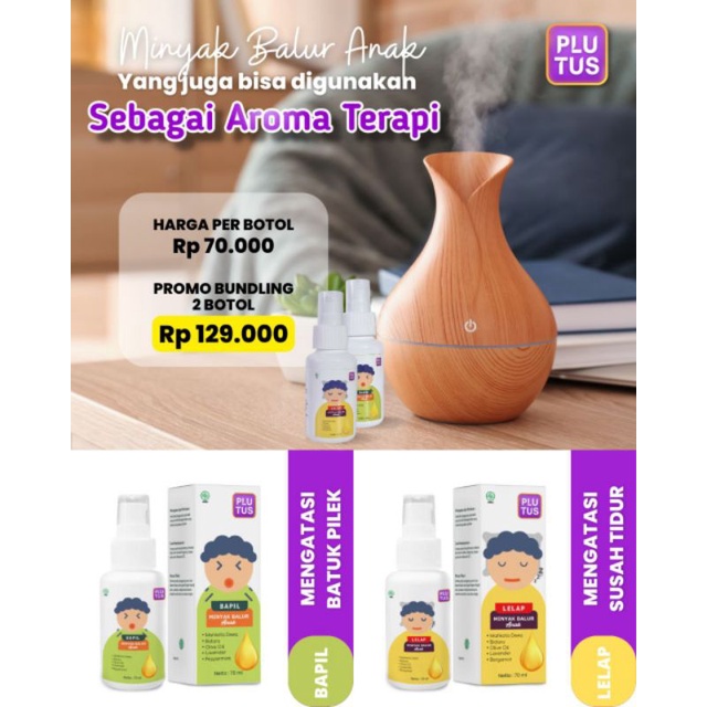 Paket Bundling PLUTUS Minyak Balur Anak Bapil dan Lelap Baby Oil dan Parfum Mobil Summerspring Kopi Bali Spray Goni